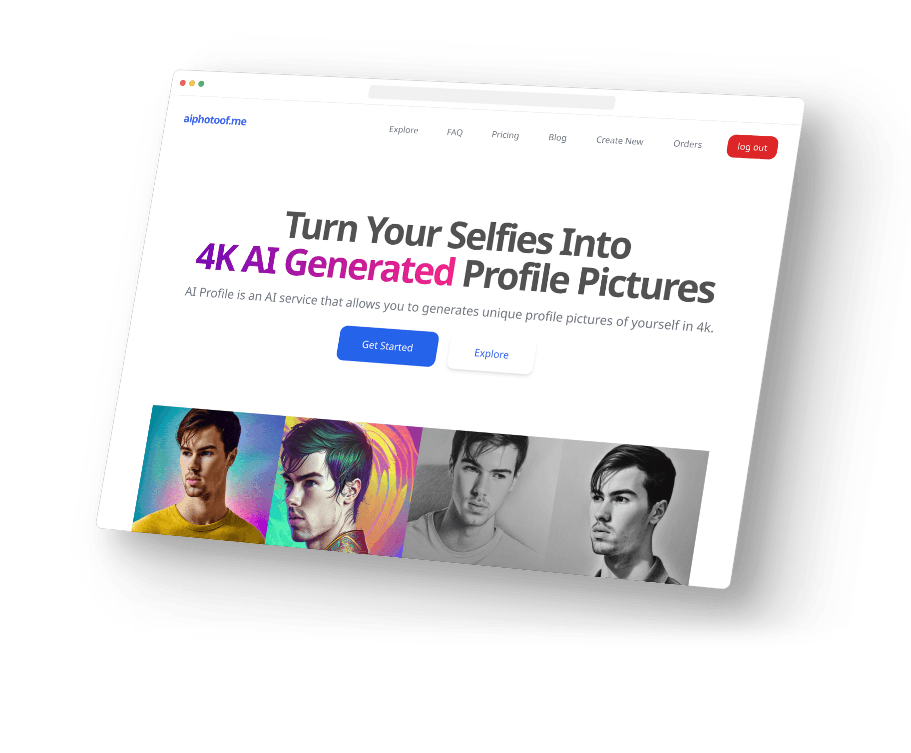 aiphotoof.me website mockup
